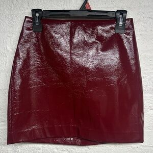 Express Deep Red Faux Leather Skirt